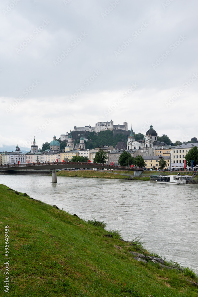 Fototapeta premium Salzburg in summer with clouds, Austria