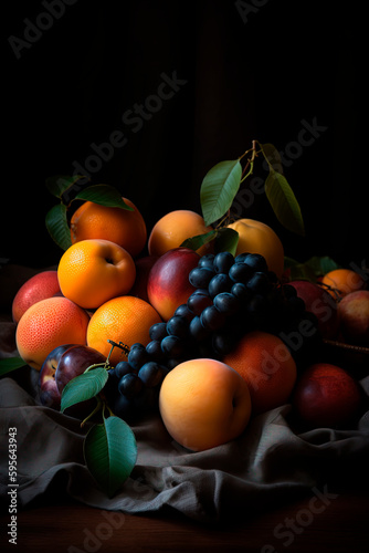 A bunch of fruit. Harvest. Apricots. Generative AI