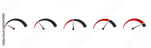 Black and red vector tachometer icon, speedometer vector, illustration