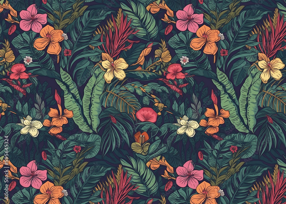 seamless pattern with flowers, generative ai
