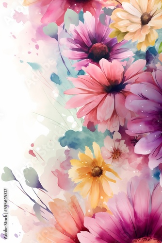 spring flower space watercolor design copy peonies background valentine pastel color blossom. Generative AI.
