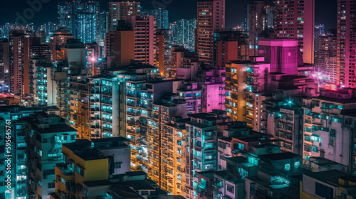 Colorful cityscape captured during night