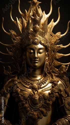 A gold statue of Shiva