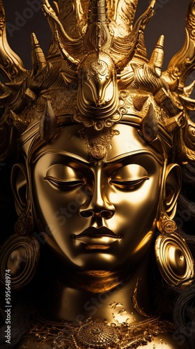 A gold statue of Shiva