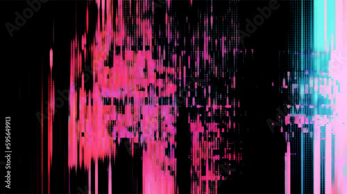 Trendy glitch pattern on dark background. Modern style vector. Abstract geometric elements