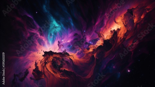 Nebula and galaxies in space. Abstract cosmos background. 