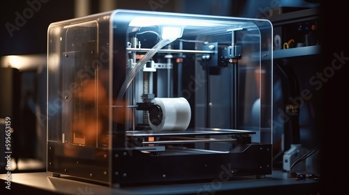 3d printer printing close-up photorealistic. Al generated