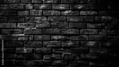 Black brick wall dark background for design. Al generated