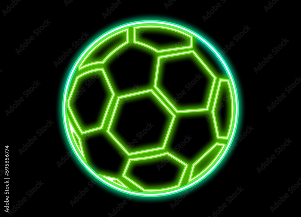 football icon neon glowing green on black