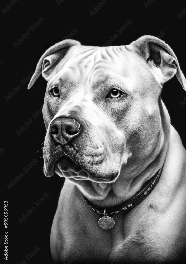 High detailed portrait sketch of a dogo argentino, generative ai