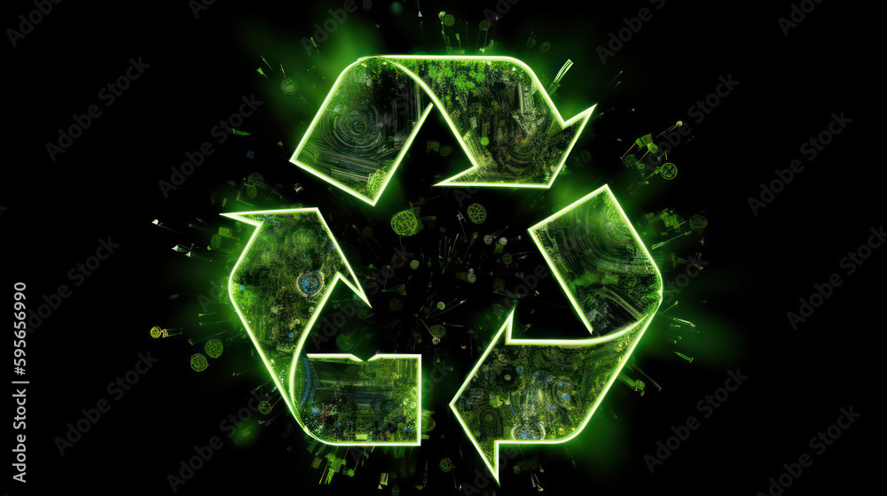 Recycle green sign, generative ai Recycle green sign, generative ai