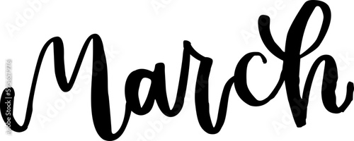March month hand lettering vector art drawing