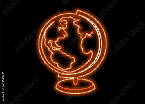 Wallpaper Mural neon design world map on black design Torontodigital.ca