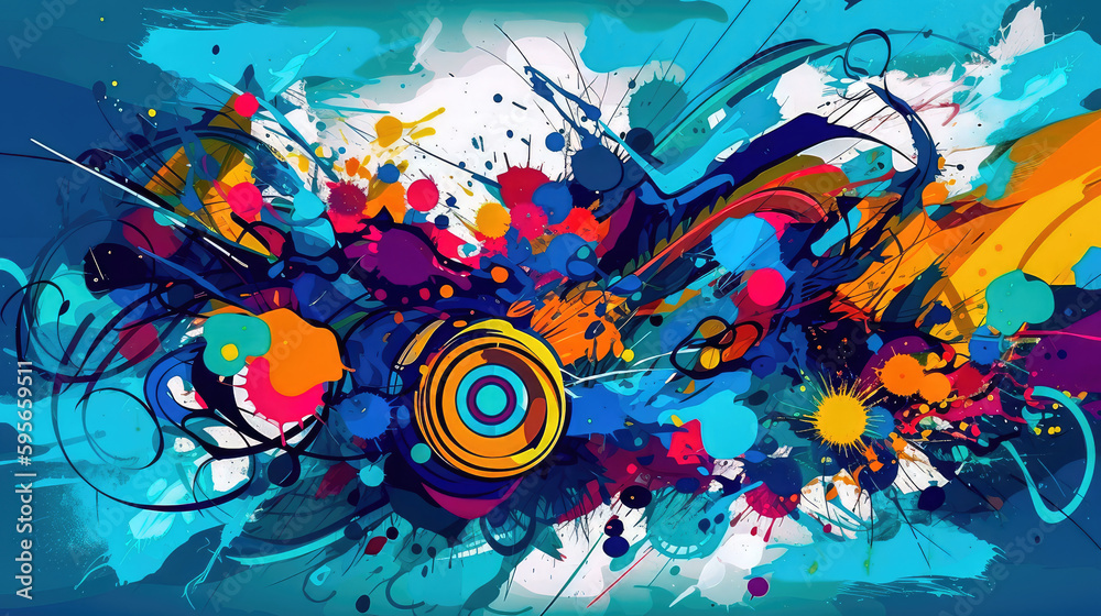 Abstract Background Blue Fantasy Colorful Graffiti. Generative AI Abstract Background Blue Fantasy Colorful Graffiti. Generative AI