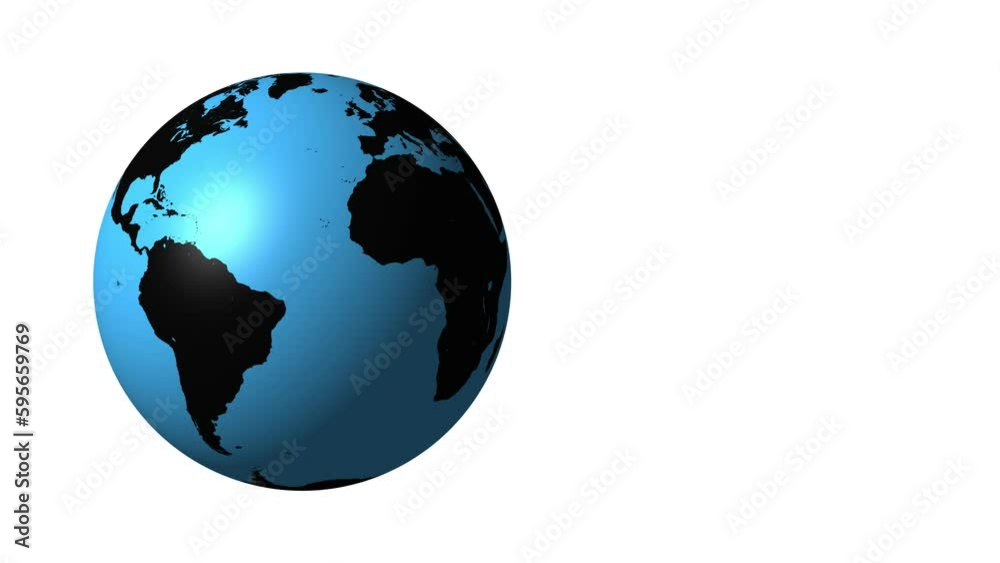slow rotating earth globe on white background