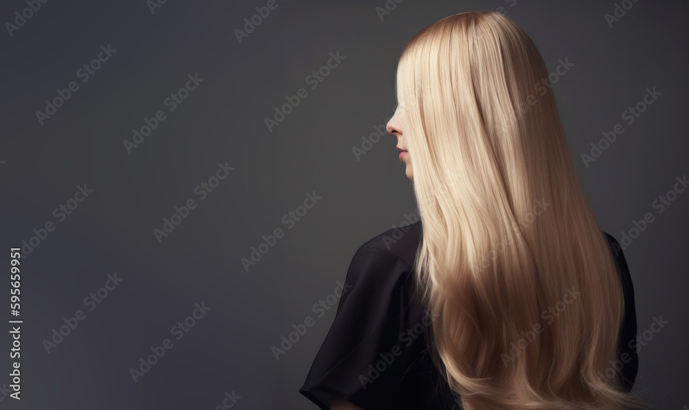 Naklejka premium Beautiful Woman: Flowing Long Blonde Hair