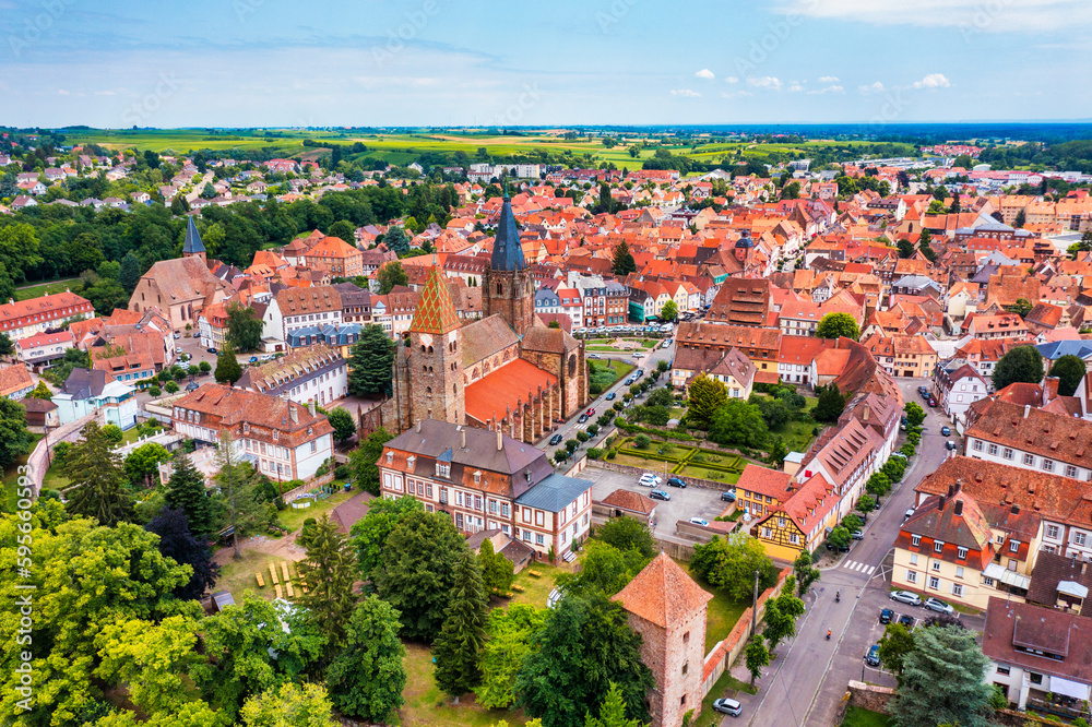 Wissembourg (Weißenburg) town in Alsace area, France. Historic Center of Wissembourg, Alsace, France. The picturesque city of Wissembourg in Bas Rhin, Alsace, France.