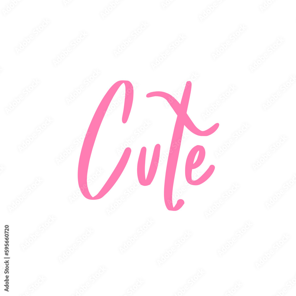 hand written cute in pink. calligraphy hand writing cute text hand written cute in pink. calligraphy hand writing cute text