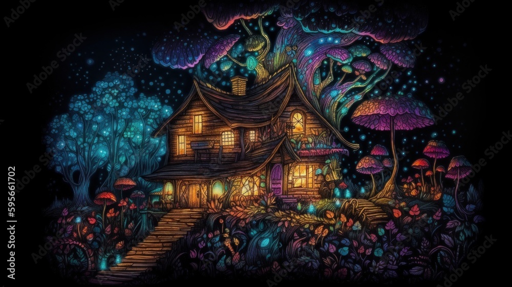 Mysterious house in fantasy lands