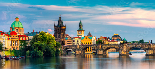 Canvas Print Charles Bridge, Old Town and Old Town Tower of Charles Bridge, Prague, Czech Republic