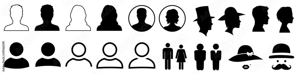 User avatar icon, button, profile symbol, flat person icon – stock vector  Stock Vector