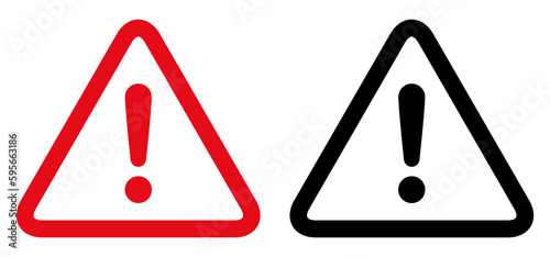 Warning, precaution, attention, alert icon, set exclamation mark in triangle shape – for stock