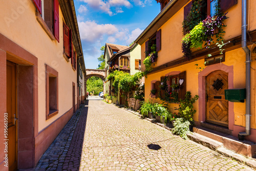 Kaysersberg in Alsace, one of the most beautiful villages of France. Kaysersberg in Alsace in the department of Haut-Rhin of the Grand Est region of France. Small village of Kaysersberg in Alsace.