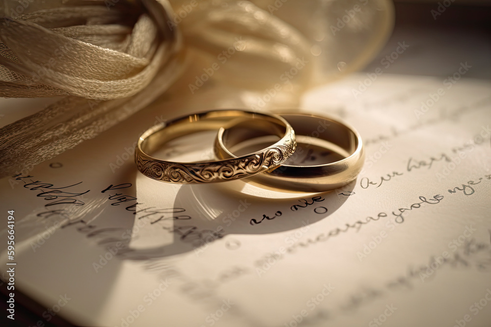 two wedding rings and flowers, wedding invitation two wedding rings and flowers, wedding invitation