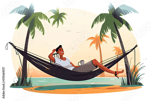 People relaxing in hammocks, travel and vacation