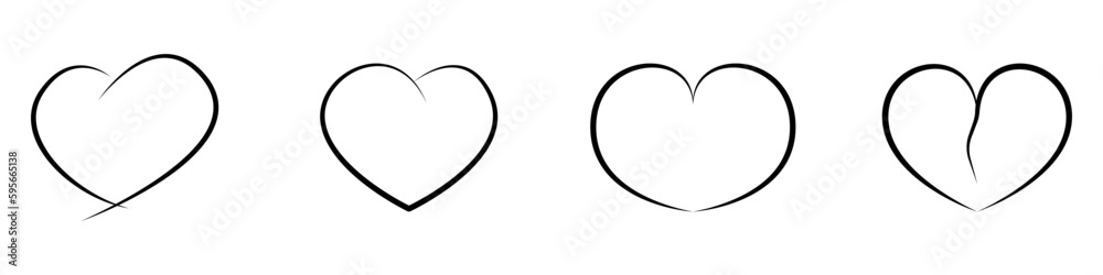 Hearts vector set. Linear outline hearts vector icons. Trendy hearts vector set. Hearts vector set. Linear outline hearts vector icons. Trendy hearts vector set.