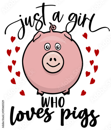 funny girl that loves pigs design
