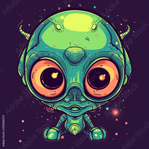 Monster alien robotic face illustrations design, generative ai