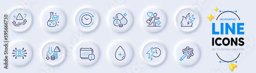 Vászonkép Calendar, Oil serum and Time change line icons for web app