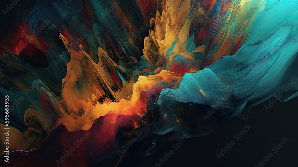 Abstract watercolor with waves of colors. art background, painted wallpaper image with vivid colors, ideal for banners or web backgrounds, AI
