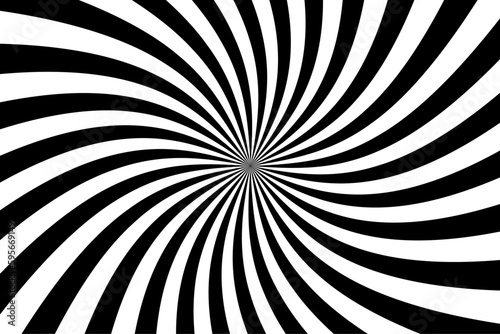 Ray twist light. Black strips isolated on white background. Radial waves line. Pattern curved. Comic spinning. Effect curves rays. Abstract concentration stripe. Cartoons style. Vector illustration