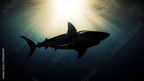 Shark silhouette underwater  under the sea sharks  AI