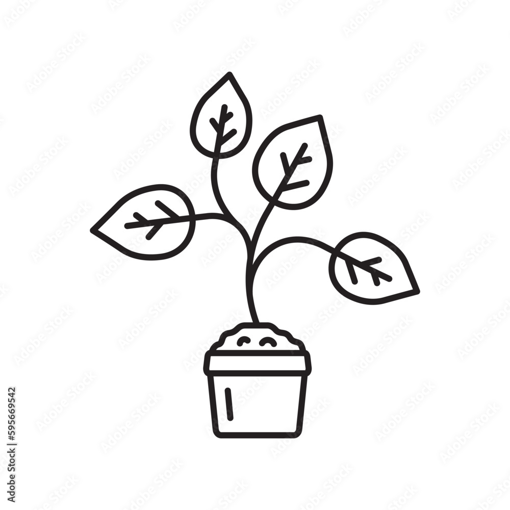 Plant vector linear icon. Houseplant flat sign design. Seedling nature plant symbol isolated pictogram. Plant UX UI icon symbol outline sign 