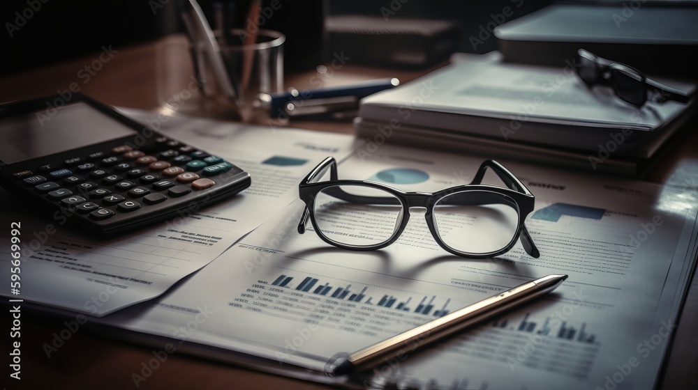 Business counting according to documents. Al generated Business counting according to documents. Al generated