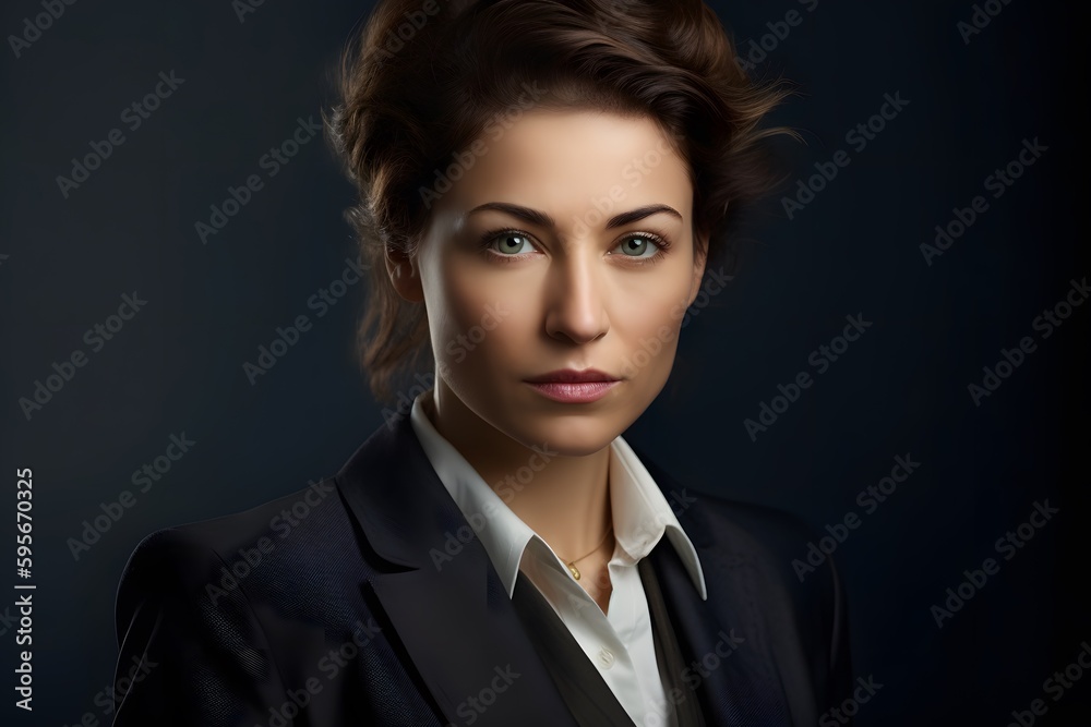 A portrait-style shot of a businesswoman in professional attire looking directly at the camera with confidence. Generative Ai. A portrait-style shot of a businesswoman in professional attire looking directly at the camera with confidence. Generative Ai.
