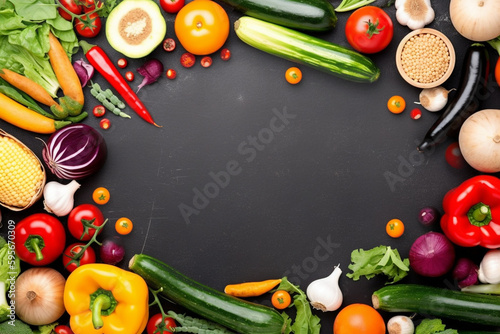 Flat lay composition of vegetables with copyspace generative ai