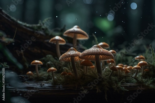Luminous fungi. Generative AI © Anika