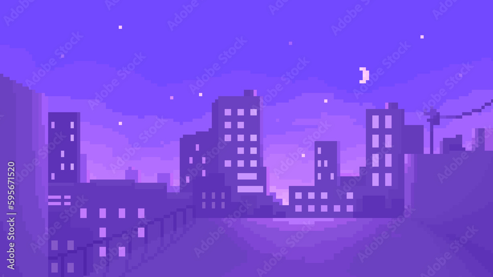 Naklejka premium ピクセルアートな90sアニメ風の背景♪