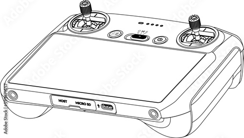 Drone FPV Line Stroke. FPV Glasses. Drone Vector Isolated. White Background. R232204023