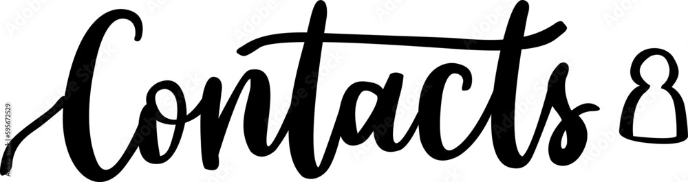 Contacts hand lettering social media text clipart Contacts hand lettering social media text clipart