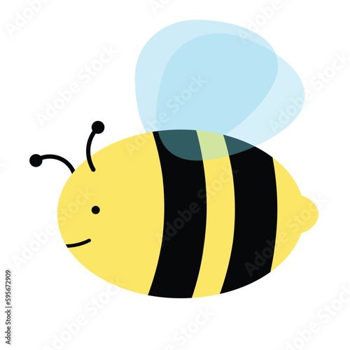 one bee on a transparent white background