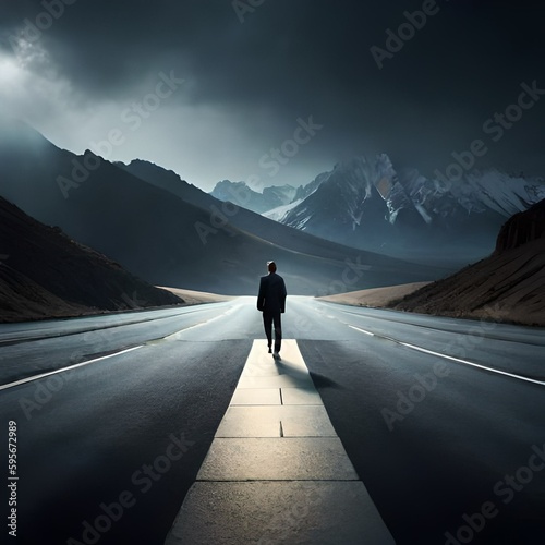 person walking on the road