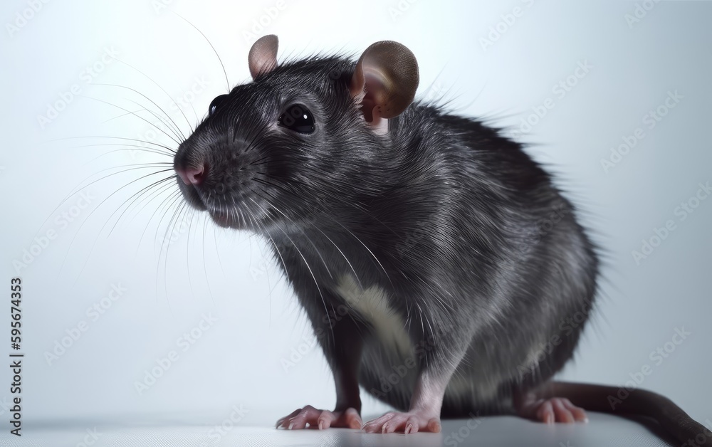 A rat on a white background house rat domestic animal Generative AI