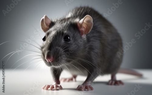 A rat on a white background house rat domestic animal Generative AI