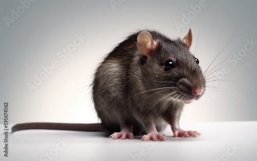 A rat on a white background house rat domestic animal Generative AI