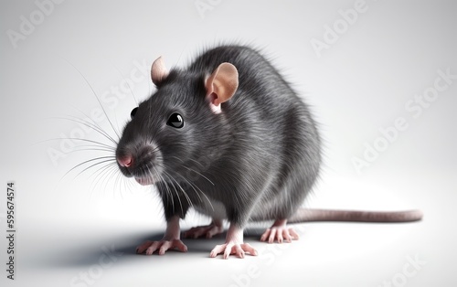 A rat on a white background house rat domestic animal Generative AI
